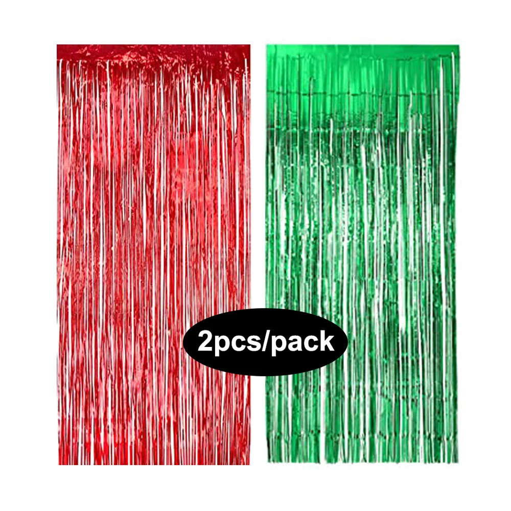 Sfondo 1x2 M Adesivo Confezione Da 5 Tende Con Frange In Lamina Rossa, 1 M X 2,5 M, Tende Con Frange Metallizzate, Per Decorazioni Per Feste Di Compleanno, Halloween, Natale, Vacanze (rosso 3 Pezzi