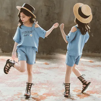 

Baby Girls Clothing Sets Summer Fashion Letter T-shirt & Shorts Kids Clothes Suits 3 4 5 6 7 8 9 10 11 12 Years Children Outfits