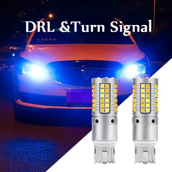 

2pcs 7440 w21w LED Bulb Car Turn Signal Dual Mode Daytime Running Light DRL T20 WY21W For Suzuki Grand Vitara 2008 White Amber