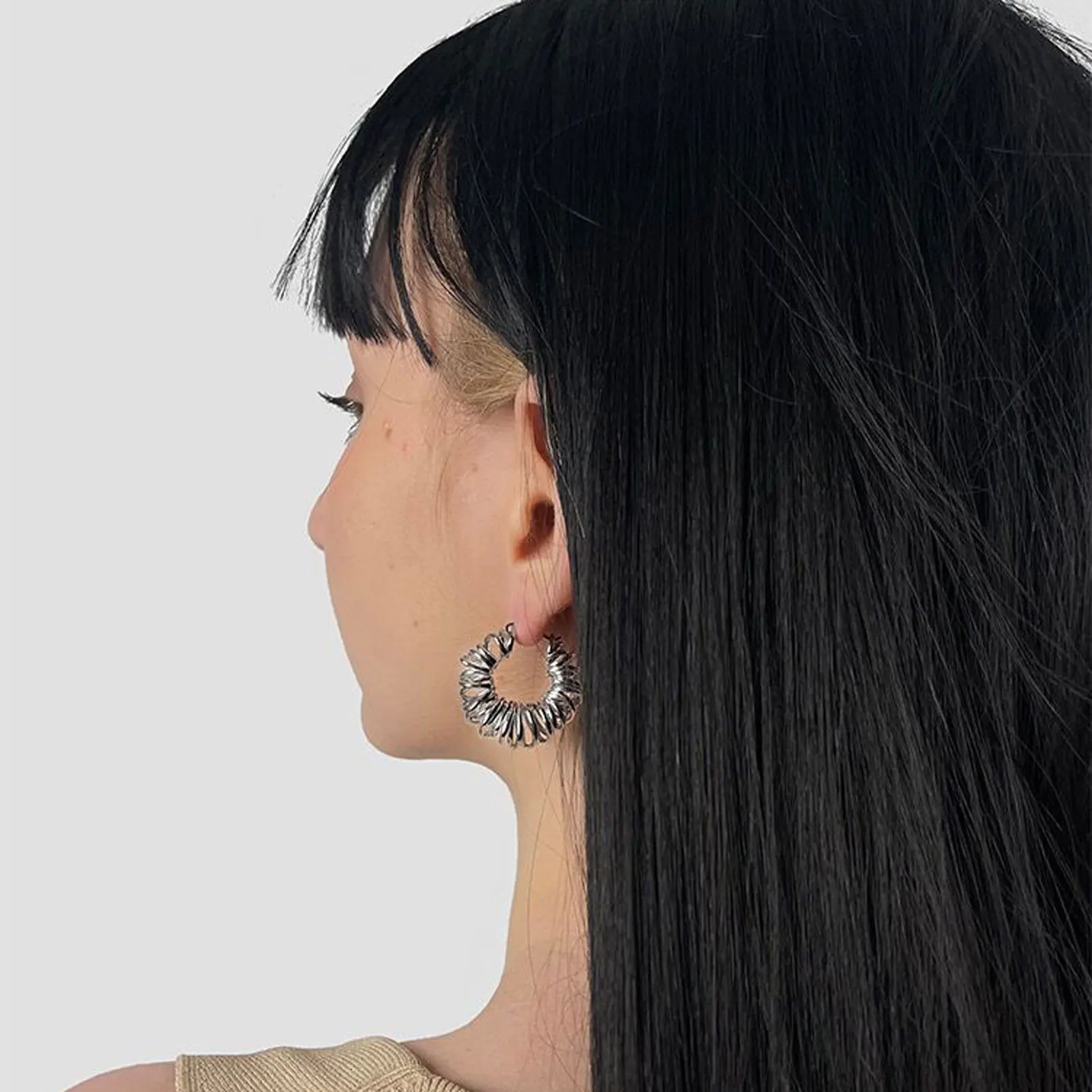 Chunky Hoop Earrings for Women Twisted Spiral Helix Line Wrap Thick Gold Hoops Trendy Jewelry Light Weight