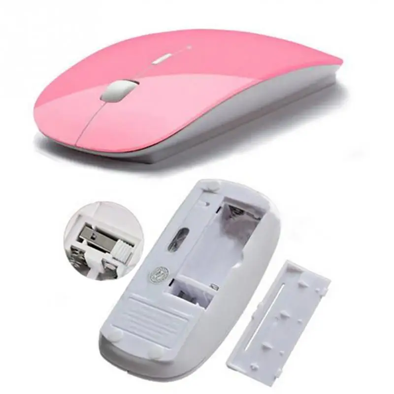 Kuulee 2,4G беспроводная мышь перезаряжаемая зарядка ультра-тонкая мышь USB оптический приемник для ноутбука Мыши для ПК ноутбука для дома и офиса - Цвет: pink