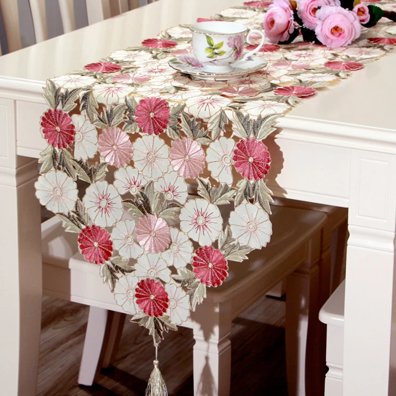 

Elegant Embroidered Table Runner Pastoral Style Waterproof Oil Tablecloth new arrival hot selling