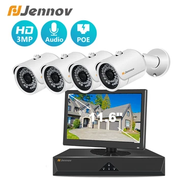 

Jennov 4CH 3MP HDMI POE NVR Kit Security System IR Audio Record Outdoor Camera P2P Set Waterproof CCTV 3MP Video Surveillance