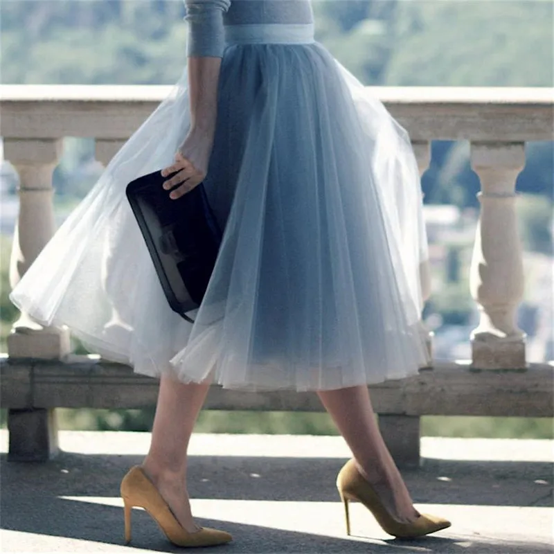 5 Layers 60cm Princess Midi Tulle Skirt Pleated Dance Tutu Skirts Womens Lolita Petticoat Jupe Saia faldas Party Puffy Skirts 5 Layers 60cm Princess Midi Tulle Skirt Pleated Dance Tutu Skirts Womens Lolita Petticoat Jupe Saia faldas Party Puffy Skirts