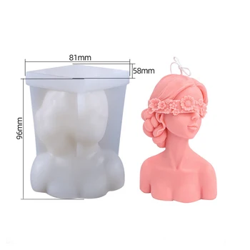 New Creative Closed-Eye Girl Aromatherapy Candle Mould Blindfolded Debate Beauty Plaster Resin Silicone Mold Candle Making Molds tanie i dobre opinie CN(Origin) diy candle mould soap mold plaster mold resin mold silicone mold Human Figure As shown in the picture Can be used to make candles plaster soap resin crafts etc