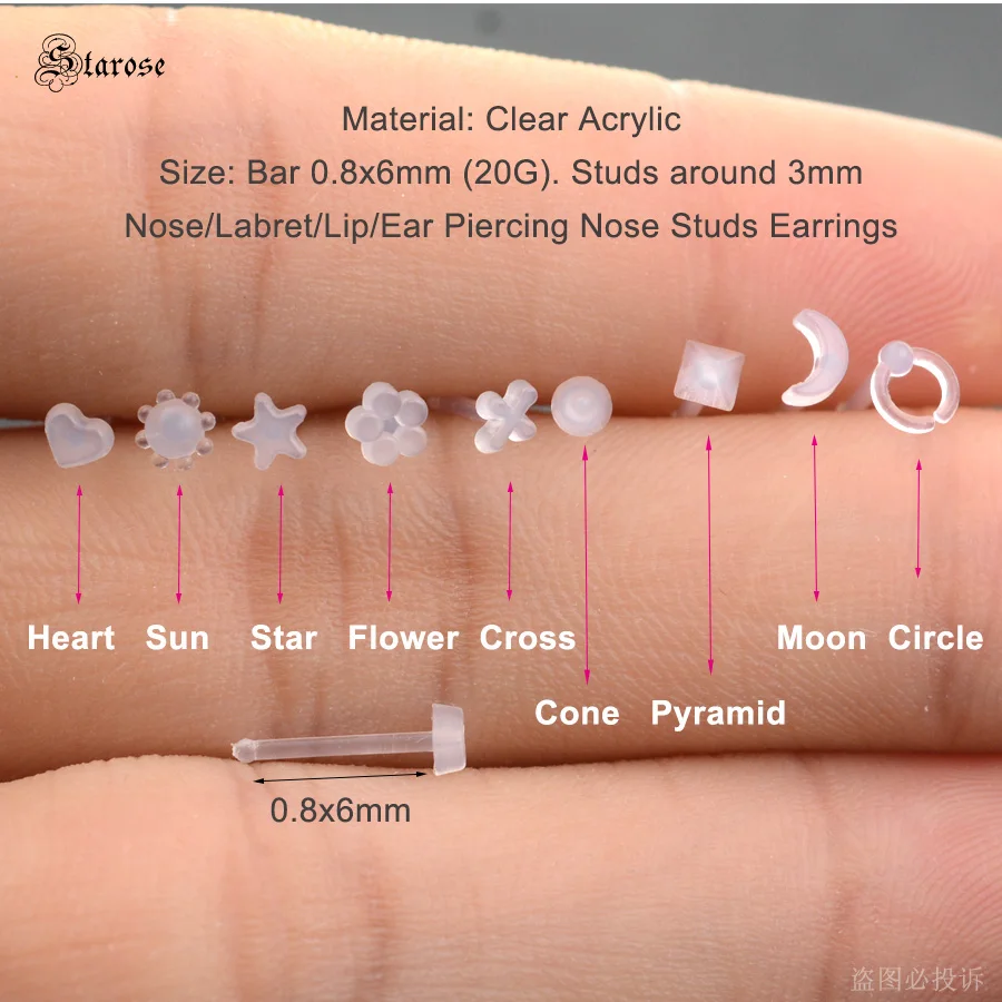 Starose 2pcs Sun Star Moon Nose Ring Stud Cross Tragus Piercing Labret Lip Helix Piercing Oreja Nose Piercing Earring Jewelry