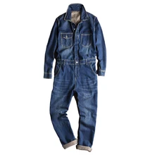 Sokotoo мужские джинсовые комбинезоны с длинным рукавом и отложным воротником, синие джинсовые комбинезоны с карманами
