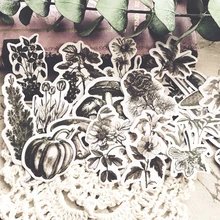 24 шт черно-белые винтажные растения, водоросли, грибы, цветы, сосновые шишки, перец, фасоль наклейки для украшения