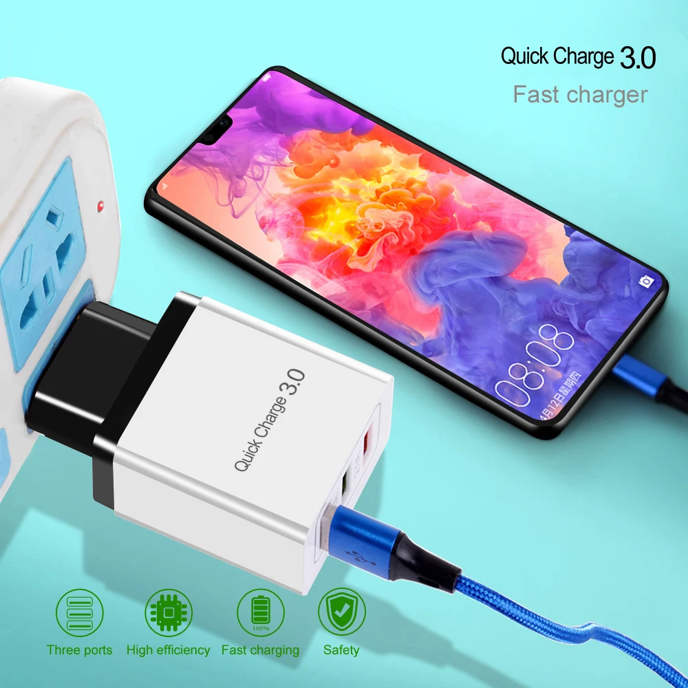 Олаф 18 Вт Быстрая зарядка 3,0 3 USB зарядное устройство для iPhone X XS 7 samsung huawei P30 Xiaomi QC 3,0 настенное быстрое зарядное устройство для путешествий EU US Adapte