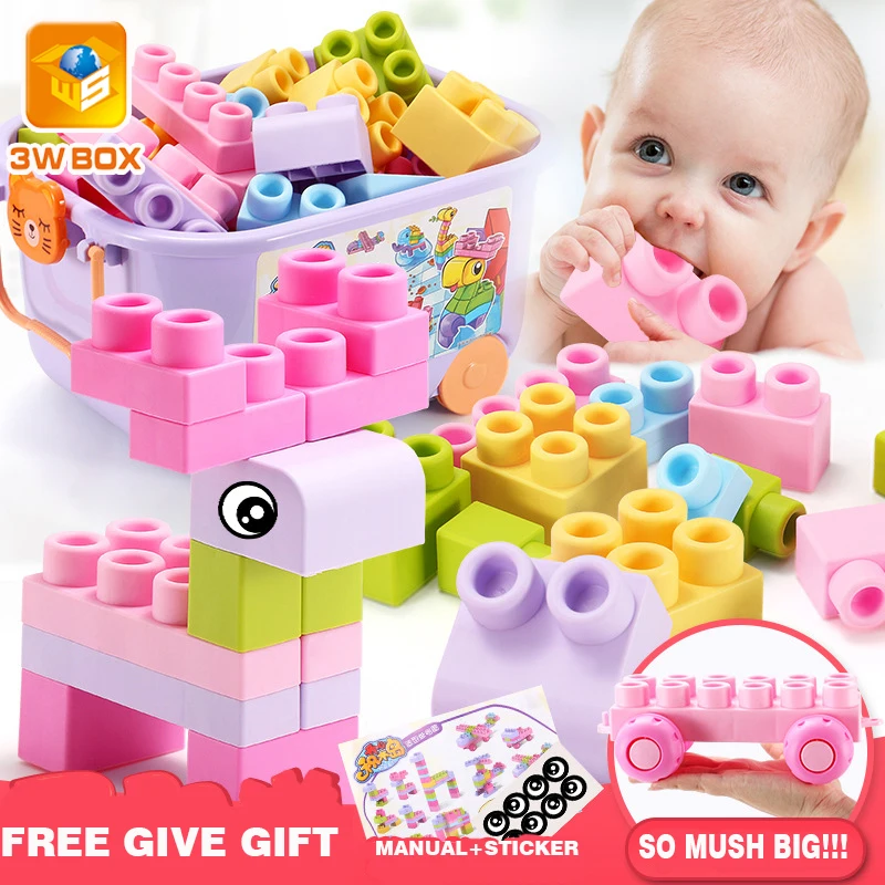 

3WBOX stacking blocks Large particles soft rubber building blocks assembly bite high temperature boiled 3D Touch Sensory toys