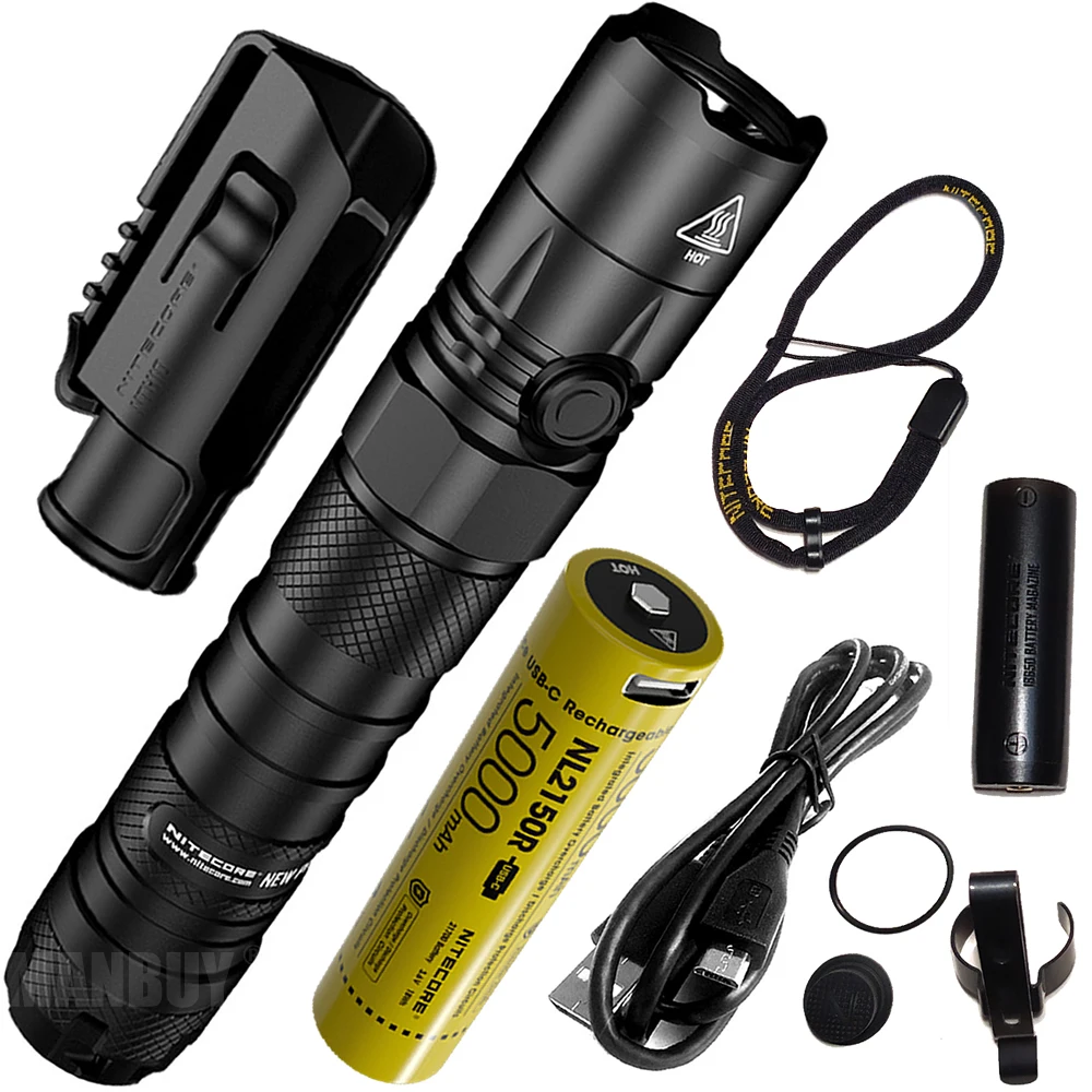 NITECORE NEW P12 +5000mAh NL2150R USB Rechargeable Battery+ Quick Holster 1200 LUMEN CREE LED Flashlight EDC for Camping Hunting