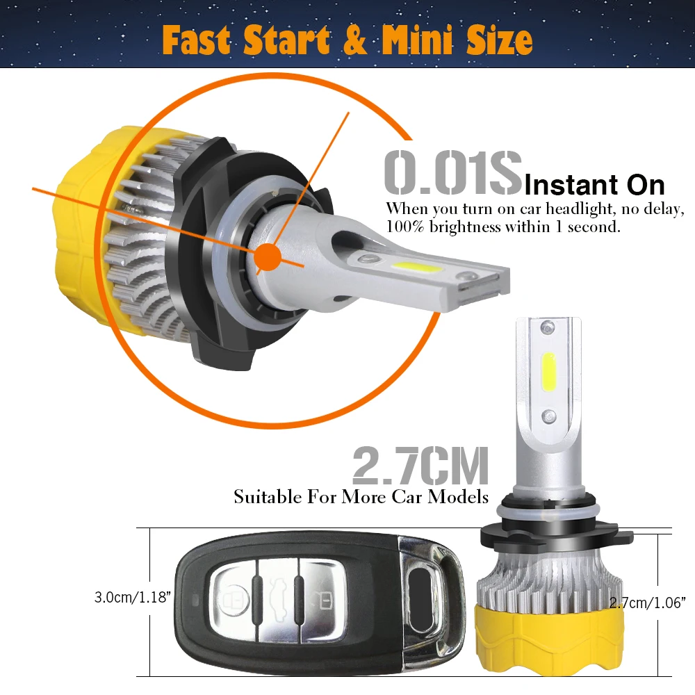 Billig Buildreamen2 4 Stück 9005 9006 Auto LED Halogen Scheinwerfer Licht Auto Scheinwerfer Hohe Abblendlicht 12V Für Dodge Journey 2009 2019