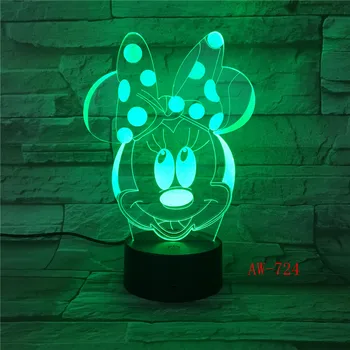 

Mickey Minnie Mouse Cartoon 3D LED Night Light Novelty Table Desk Lamp Birth Christmas Gift Child Kids Home Decor Tafellamp 724