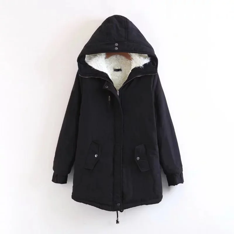 

2019 Spring New Products-Style Korean-style College Style Lambs Wool Casual Warm Hooded Loose-Fit Cotton-padded Clothes