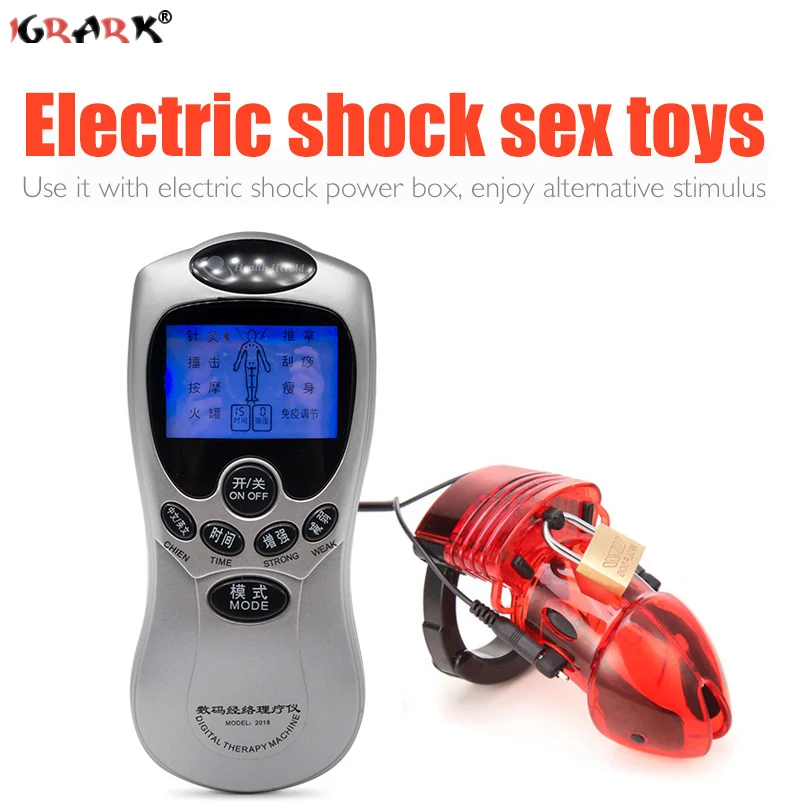 Electric Shock Cock Cage Male Chastity Device Penis Sleeve Adjustable Cuff Ring Erotic Urethral Lock Sex Toys for Men Gay Adults