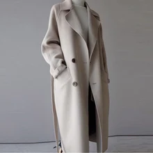 Зимнее женское пальто, белое шерстяное пальто, женское корейское модное офисное Женское пальто, Тренч размера плюс, верхняя одежда, шерстяное пальто