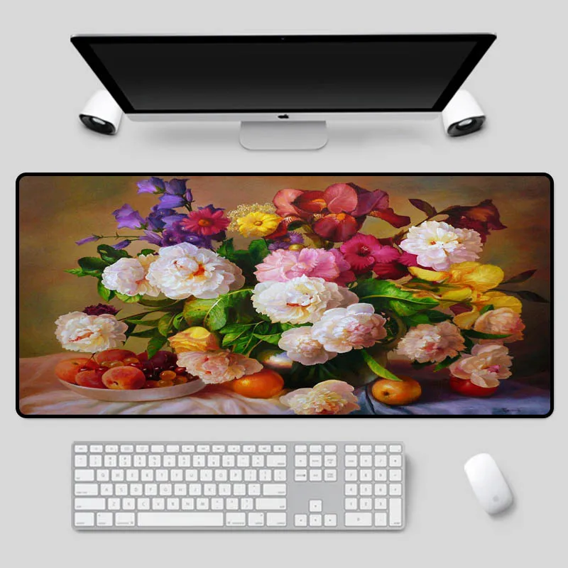 

XGZ Exquisite large-size flower pattern mouse pad as a desk pad computer office essential anti-skid waterproof keyboard pad