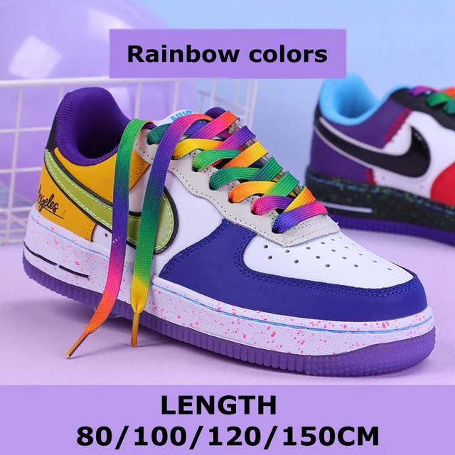 Flat Shoelaces Rainbow Colour Shoe Laces Casual Canvas Shoes Colorful Shoelace Print Gradient Suitable for All Unisex 1 Pair Rainbow colors