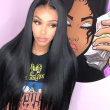 Marquesha, 13x6, парик на кружеве, черный, длинный, прямой, средняя часть, синтетический парик для женщин, предварительно выщипанный с естественной линией волос