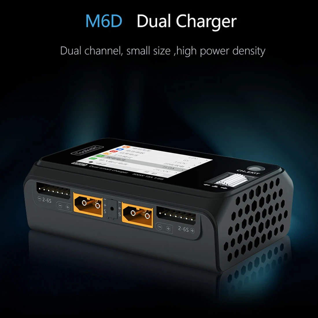 

ToolkitRC M6D 500W 15A DC Dual Channel MINI Smart Charger Discharger For 1-6S Lipo Battery FPV Model