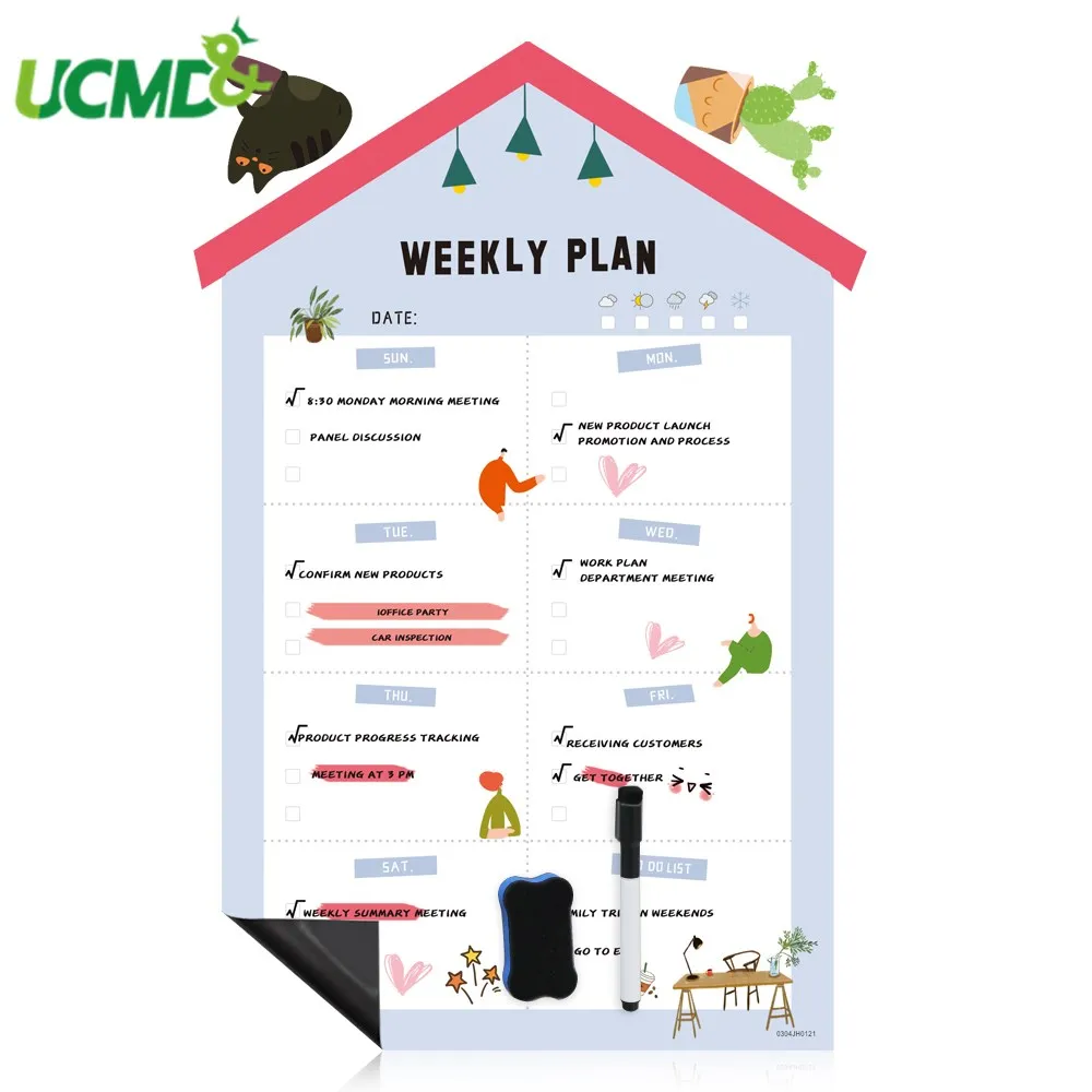 

Magnetic Monthly Weekly Daily Planner Calendar WhiteBoard for fridge Grocery List Chore Chart To do list Reminder Message Board