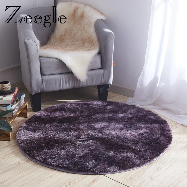 Zeegle Carpet Round Mat Anti Slip Sofa Carpet Shaggy Modern Bedside Carpet Mat Area Rug Living Room Floor Rug Absorbent Foot Mat