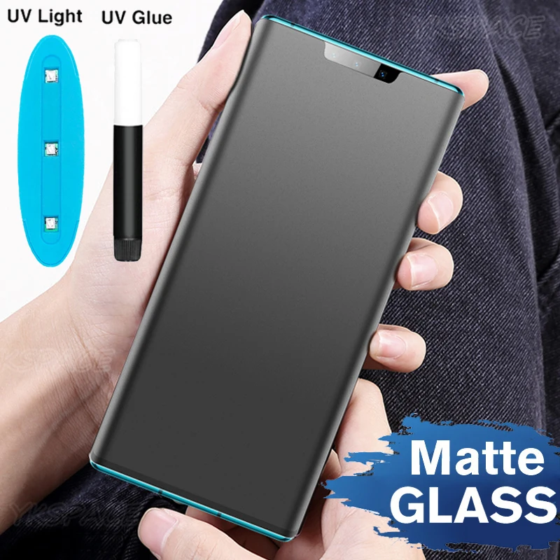UV Liquid Full Glue Matte 9H Tempered Glass For Huawei Mate 20 40 Honor 30 P30 P40 Nova 7 8 9 Pro Plus Frosted Screen Protector | Мобильные
