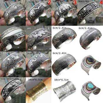 

Gypsy Square Flower Metal Tibetan Vintage Retro Fashion Cuff Bracelet Bangle Free Shipping For Her Christmas Gift