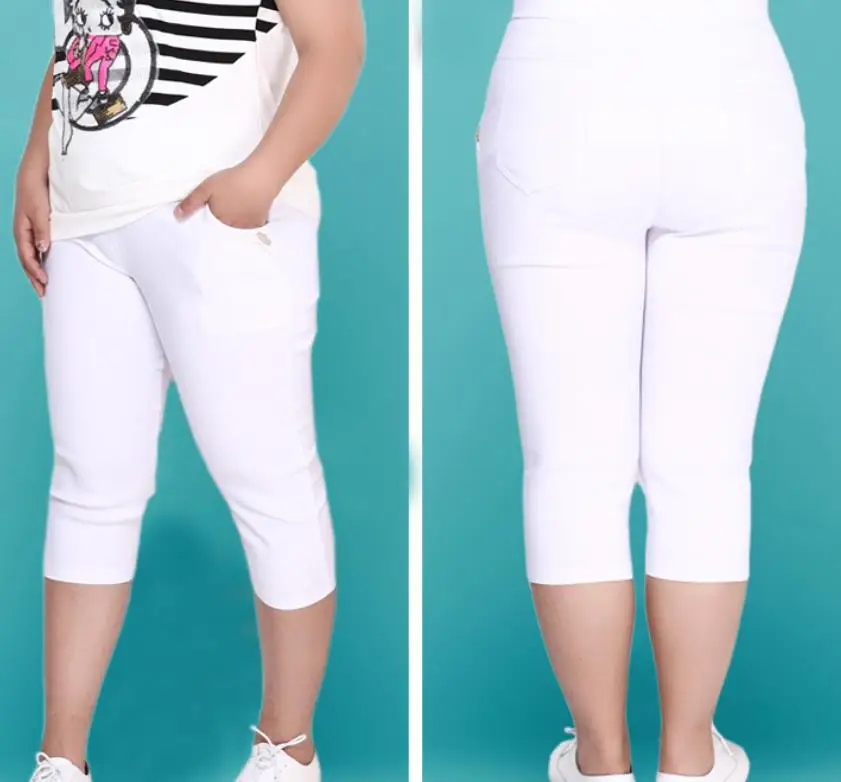 77white Новое поступление, женские штаны размера плюс 6XL, эластичные штаны с высокой талией, женские длинные штаны, повседневные брюки, модные обтягивающие брюки-карандаш - Цвет: 77white