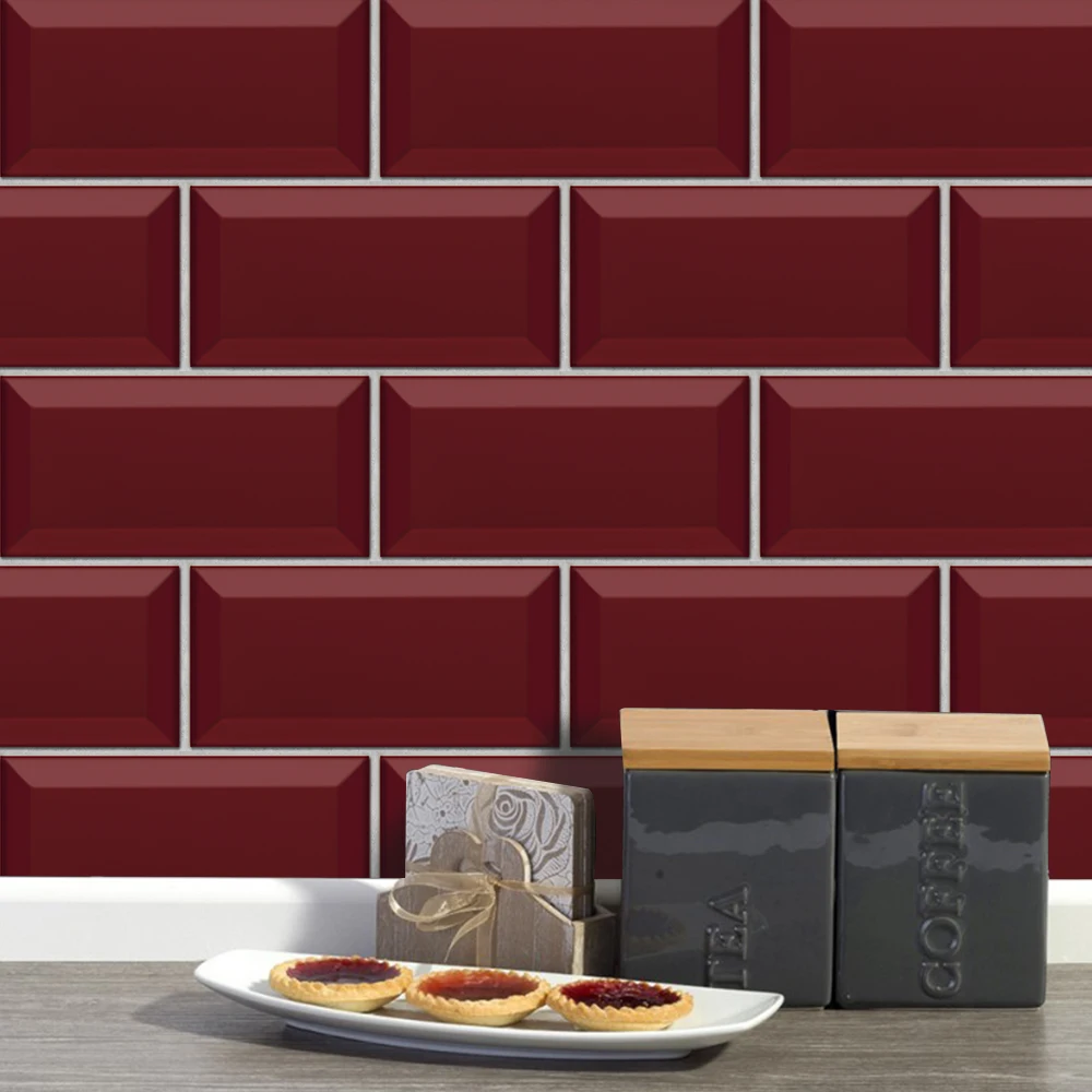 Ruby Red Funlife оригинальные экологически чистые водонепроницаемые ПВХ 20x10 см Рубиновый Красный Diy Съемные наклейки на стену и плитку для декора ванной и кухни - Цвет: Ruby Red