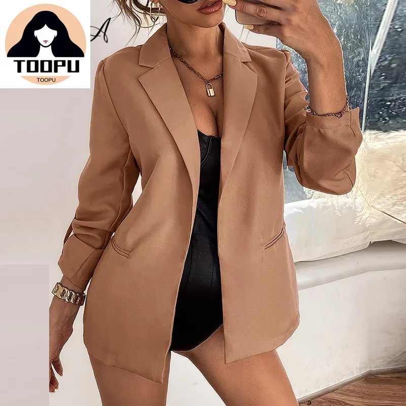

2020 Autumn Winter Blazer Women Casual Elegant Long Sleeve Office Jacket Lady Solid Fashion Suit Coat Formal Blazer