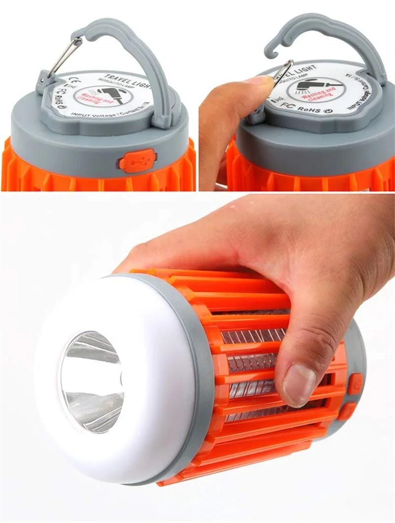 Portable Mosquito Fly Killer Camp Lamp IP67 Waterproof LED Tent Light Mosquito Trap Lamp Bug Zapper Outdoor Camping Lantern