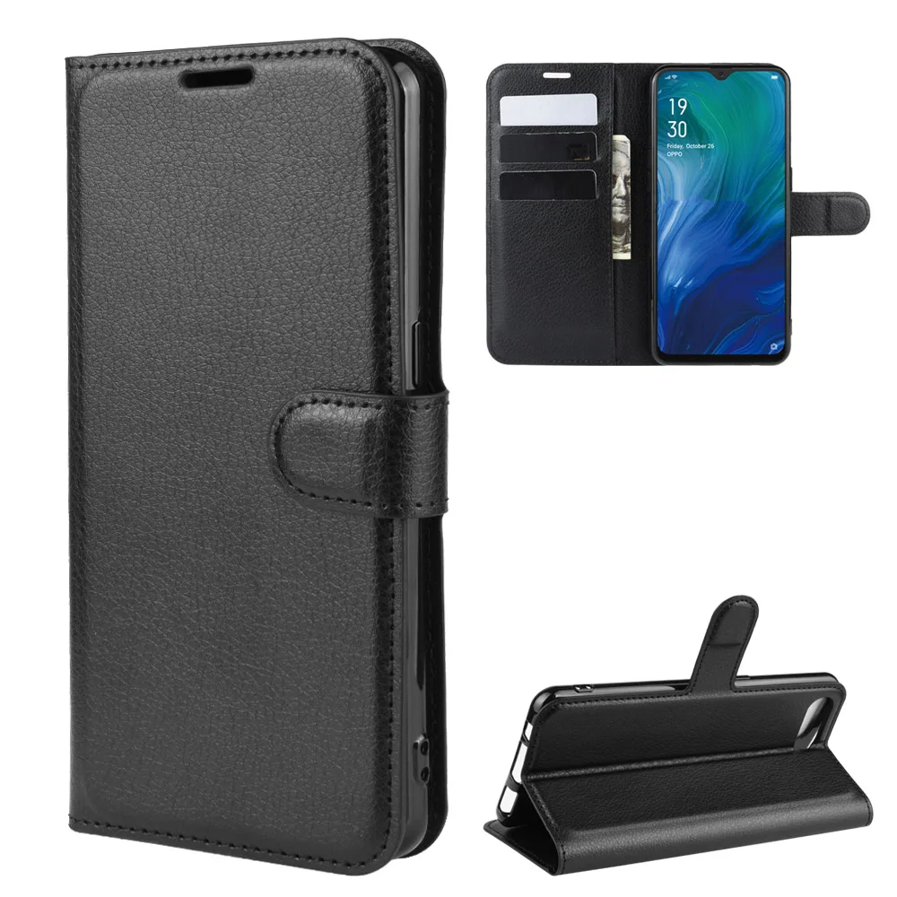 Для OPPO Reno A чехол RenoA Флип кожаный бумажник держатель для карт Телефон Coque черный
