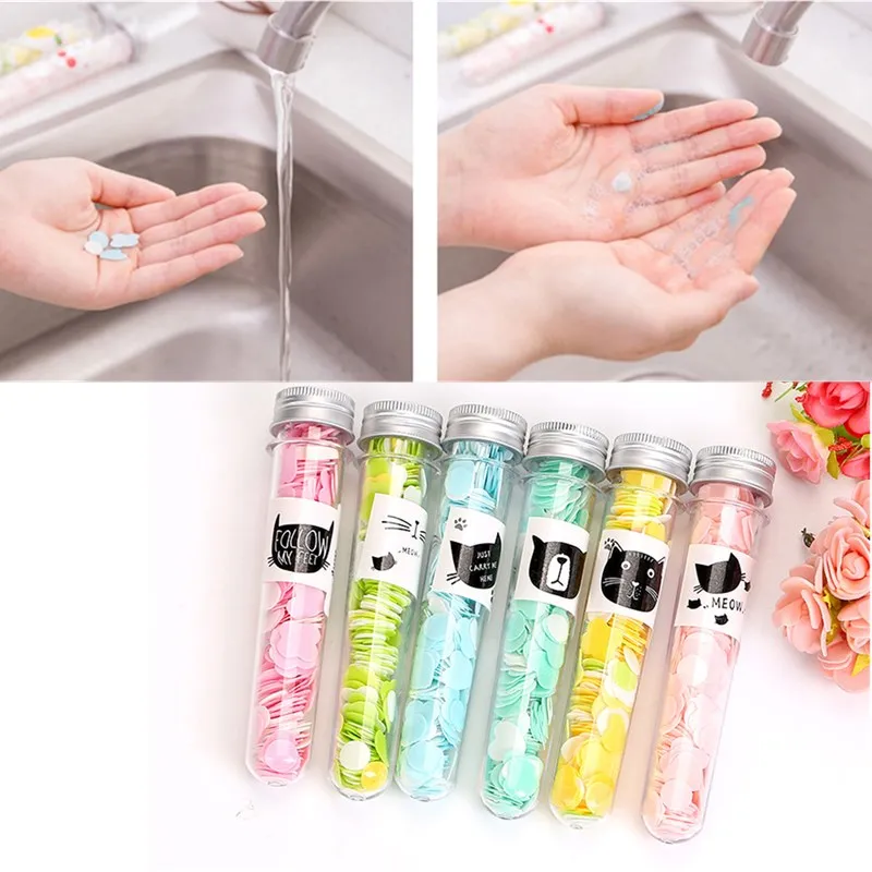 

Outdoor Portable Hand Washing Bath Shower Scented Confetti Dish Foaming Mini Paper Slice Case For Travel Cleaning Color Random