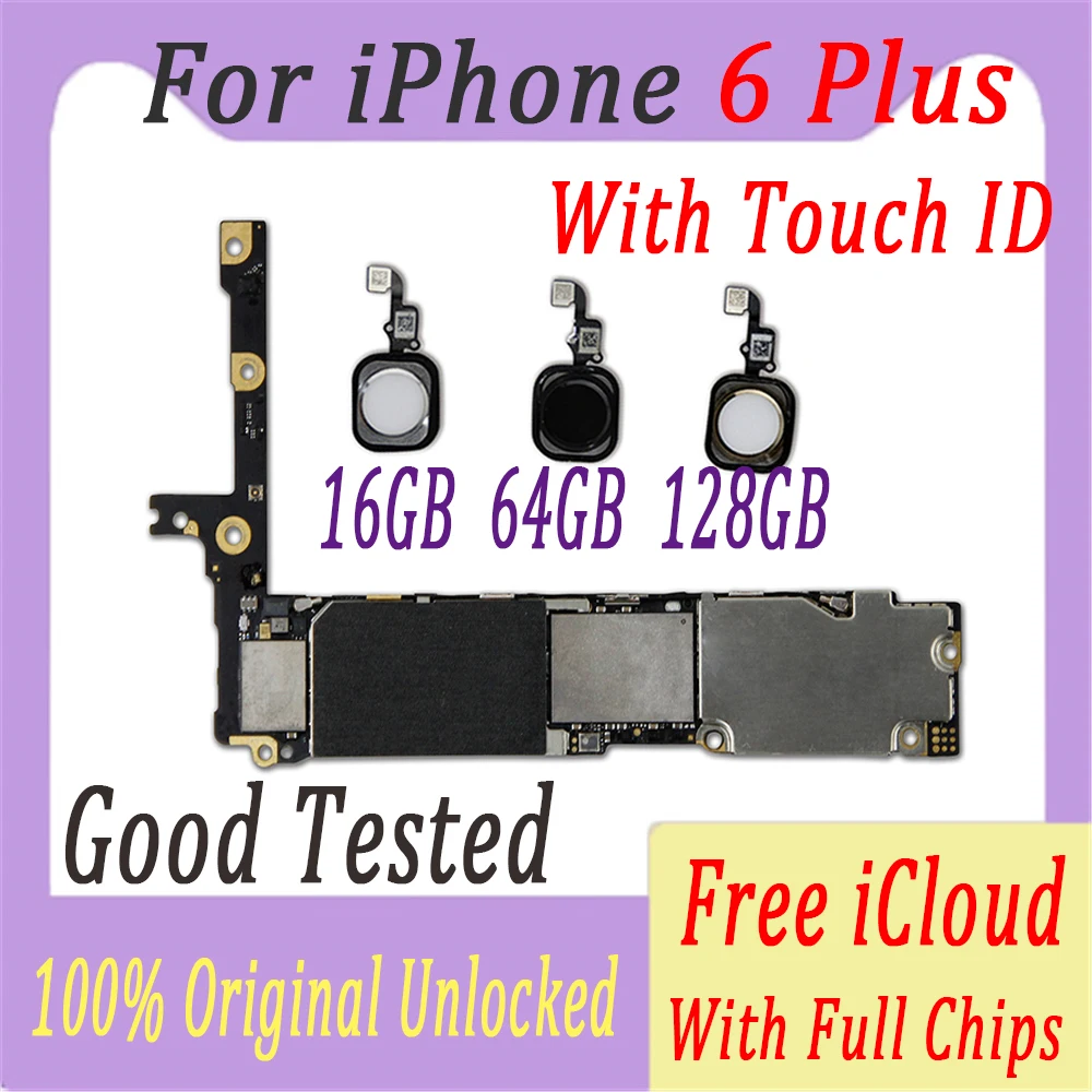 Для iPhone 6 Plus с/без touch ID логическая плата с полной ЧИПАМИ панели, оригинальная разблокированная материнская плата