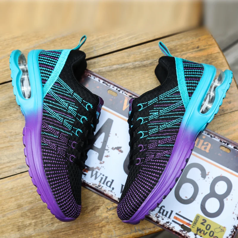 Fashion Sneakers for Women Lightweight Breathable Comfortable Outdoor Air Cushion Lace-up Running Shoes