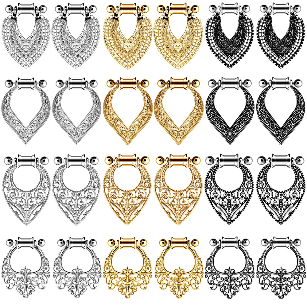 1 пара 4-30 мм винтажные Бохо ушные манометры висячие серьги из нержавеющей стали с цветком для ушей серьга-тоннель Strecher piring Oreja Dilataciones