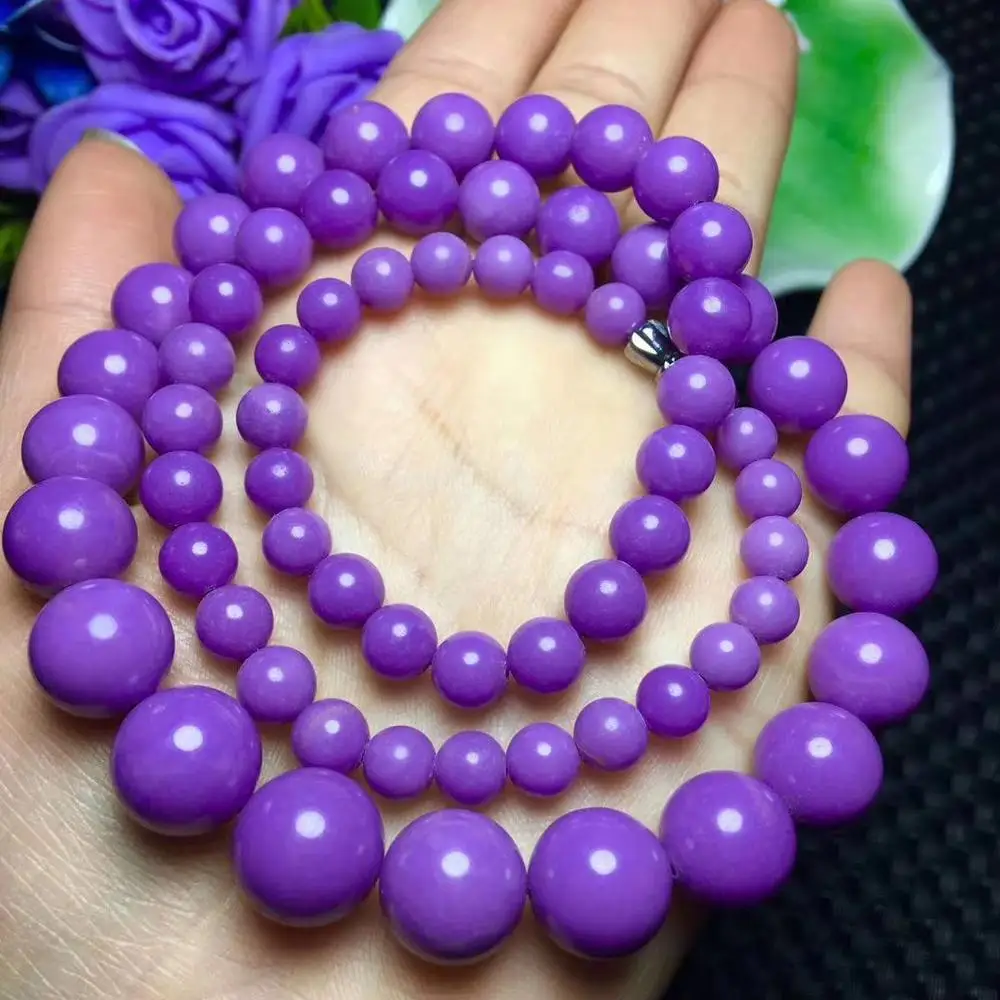

Top Natural Purple Phosphosiderite Gemstone Crystal Natural Round Beads Women Necklace Fashion Rare Stone 4-12mm AAAAA