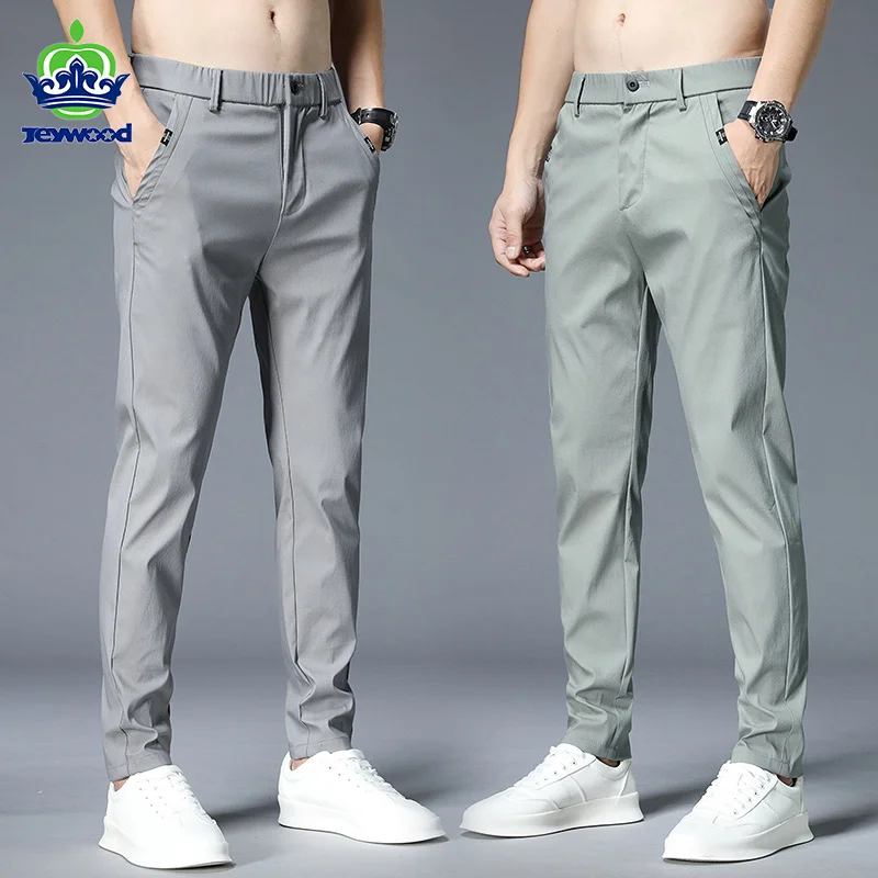 NOVEDAD DE VERANO delgada pantalones casuales para hombres, 4 colores, estilo clásico de negocios de moda Slim recto de algodón de Color sólido pantalones marca 38