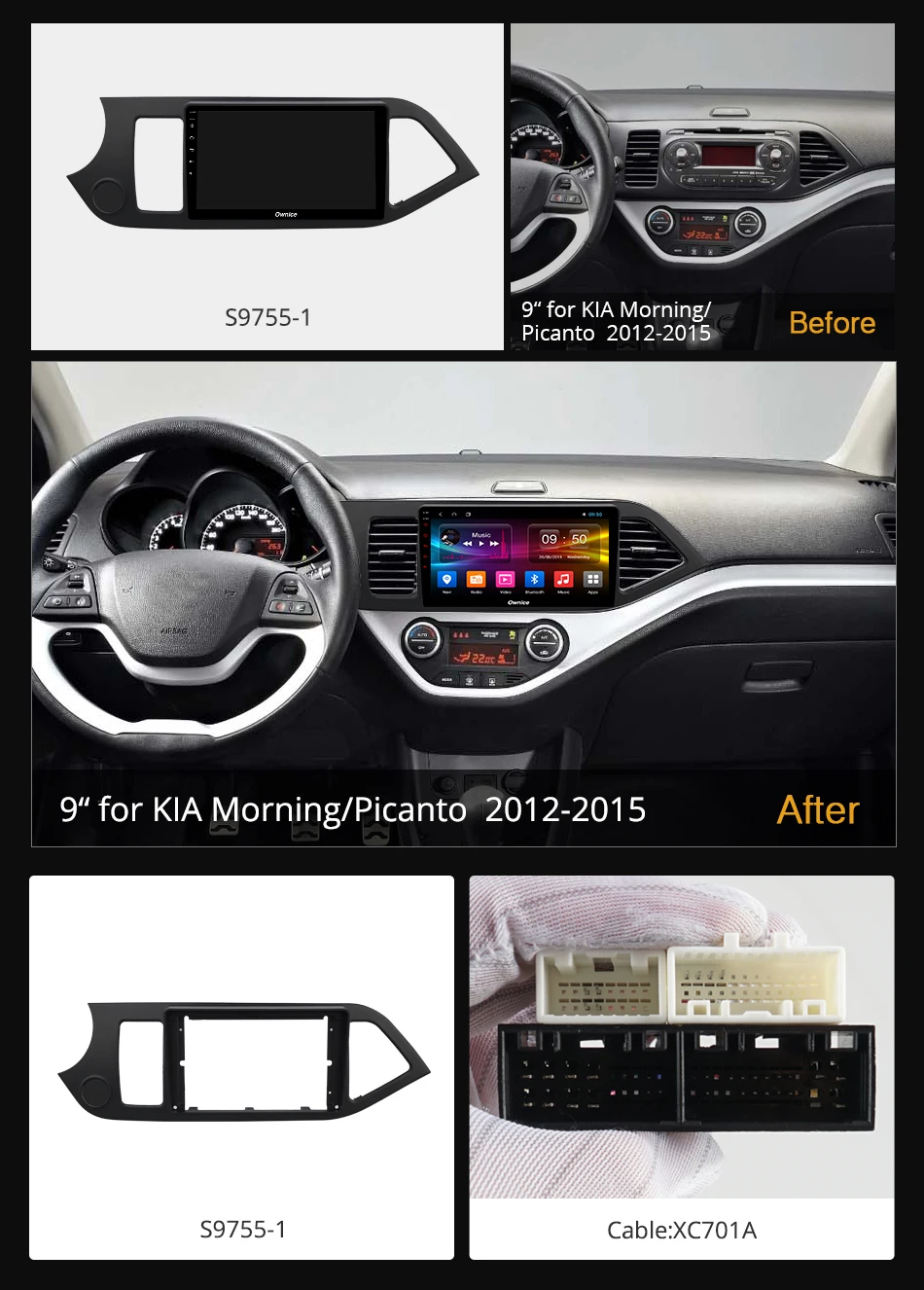 Ownice k3 k5 k6 9 &quotВосьмиядерный Android 0 4G WIFI SWC Автомобильный плеер радио для Kia Morning Picanto