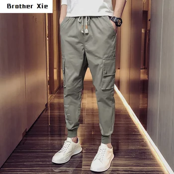 

Autumn New Tooling Pants Men Fashion Solid Color Cotton Casual Multi-pocket Overalls Streetwear Hip-hop Loose Joggers Sweatpants