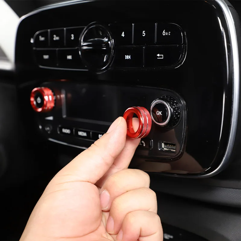 

For Mercedes-Benz Smart 2016-2021 Aluminum Alloy Car Control Volume Adjustment Knob Cover Car Accessories (No Screen Version)