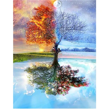 

DIY 5d Diamond Embroidery Kits Cross-stitch Season Trees Home Decor Diamond Painting Mosaic diy pcitures Needlework Wall Art