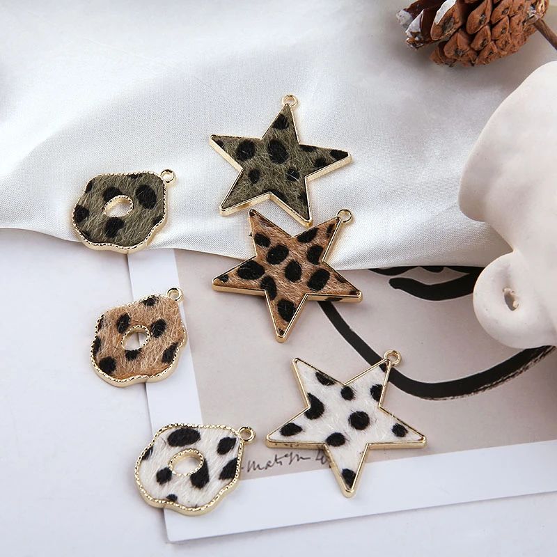 6 шт корейский стиль леопардовые плюшевые массивные серьги винтажные звезды