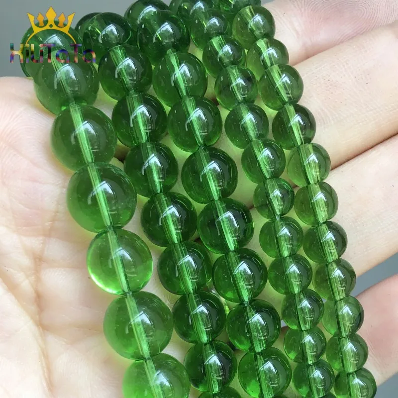 Synthesis Green Crystal Glass Beads Round Loose Spacer For Jewelry Making DIY Bracelet Charms Accessories 15'' 6/8/10mm | Украшения