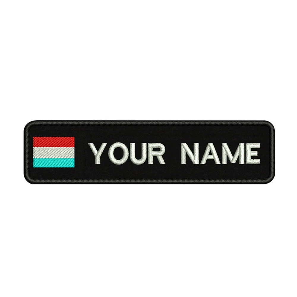 

Embroidery Custom Luxembourg National Flag Name Or Text Patch 10cm*2.5cm badge Iron On Or Velcro Backing For Clothes Pants Hat