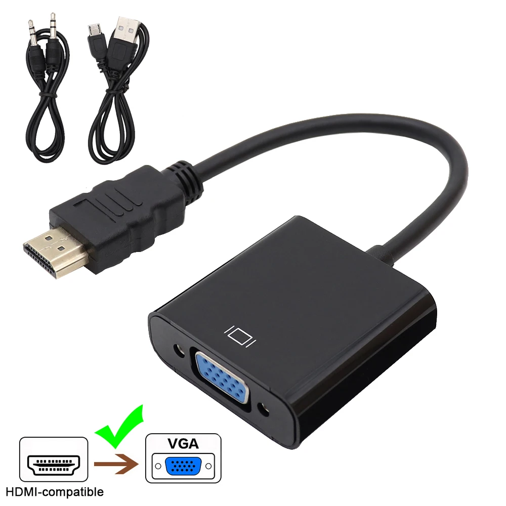 1080P HDMI-совместимый с VGA адаптер конвертер Папа-мама цифрового аналогового видео 3 5