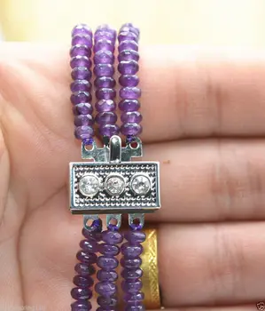 

AA 30% off>>>@ New NATURAL 3 Rows 2X4mm FACETED Amethyst BEADS NECKLACE AAA
