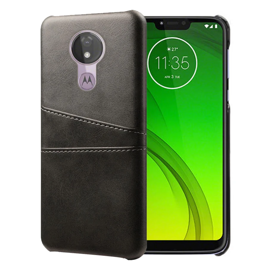 SCK Leather Card Holder Slots Phone Cases For Motorola Moto G7 Power For Europe, USA Case Slim Hybrid Hard Platic Phone Cover - Цвет: Черный