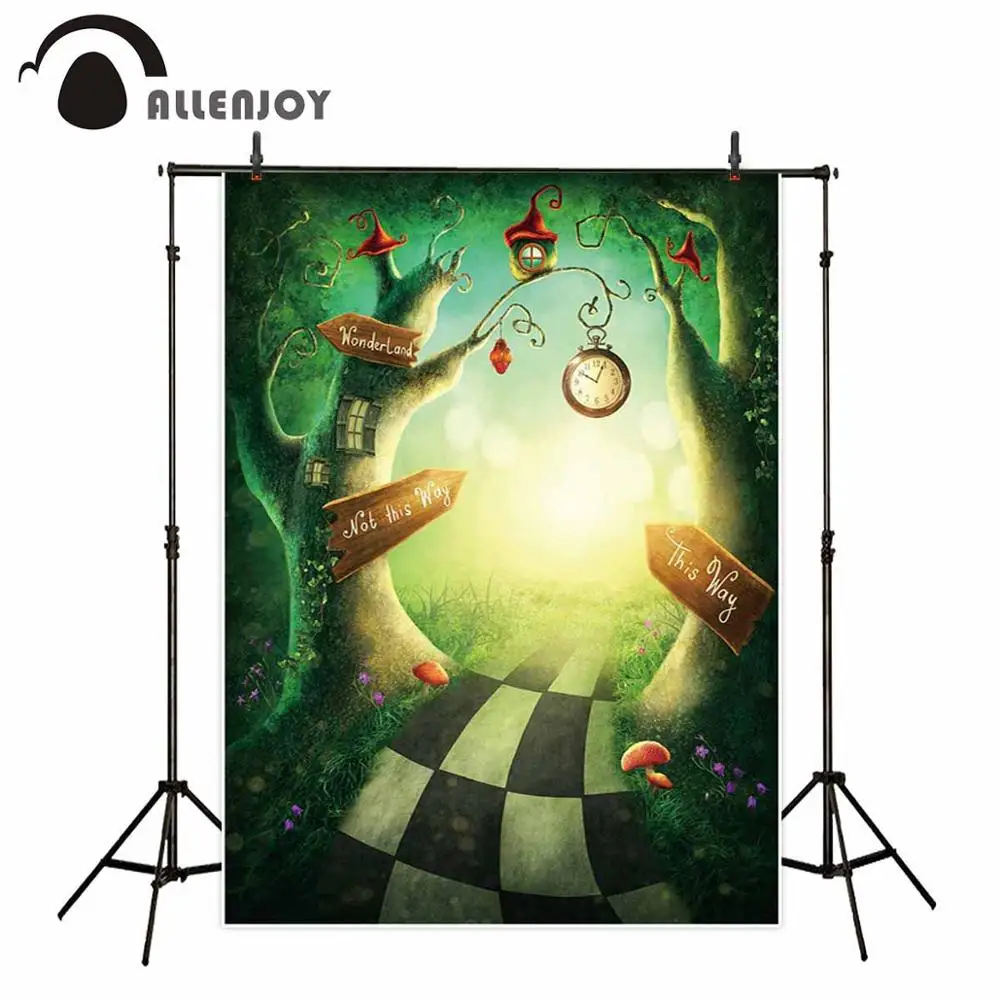 Allenjoy Страна Чудес фон для фотосъемки вход Зачарованный Лес Дерево сказка вывеска